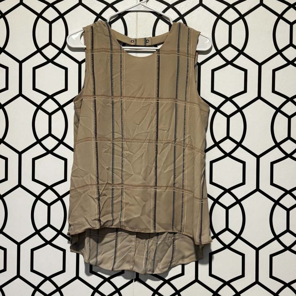 BCBGMAXAZRIA Women's Sleeveless Plaid Pattern High-Low Hem Tank Top Small